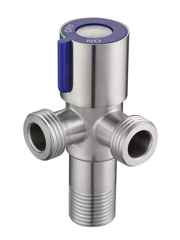 Blue Handle 90 ° Dual Outlet Three Way Angle Vavu
