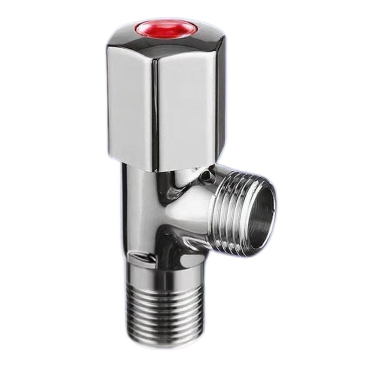Vavu Yowala ya Chrome Angle, Vavu Yofiyira Ndi Buluu Yosiyanitsa ndi Madzi Otentha ndi Ozizira
