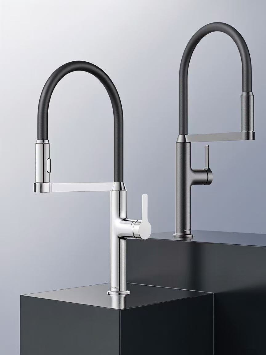  Silicone Curved Tube Single-Handle Hot and Cold Water Sink Faucet