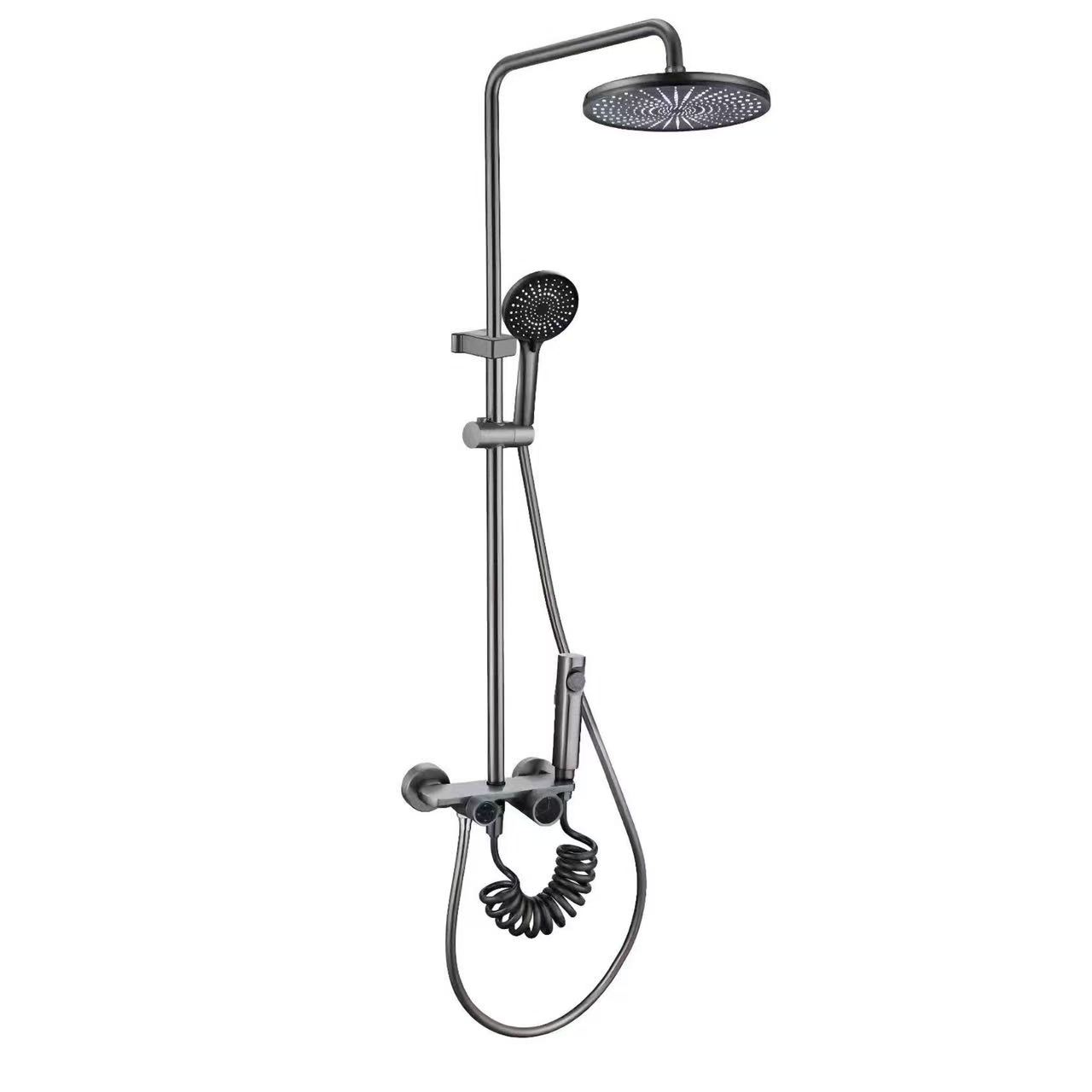 Shower Yamvula Yozungulira Yokhala Ndi Ma Knobs Awiri