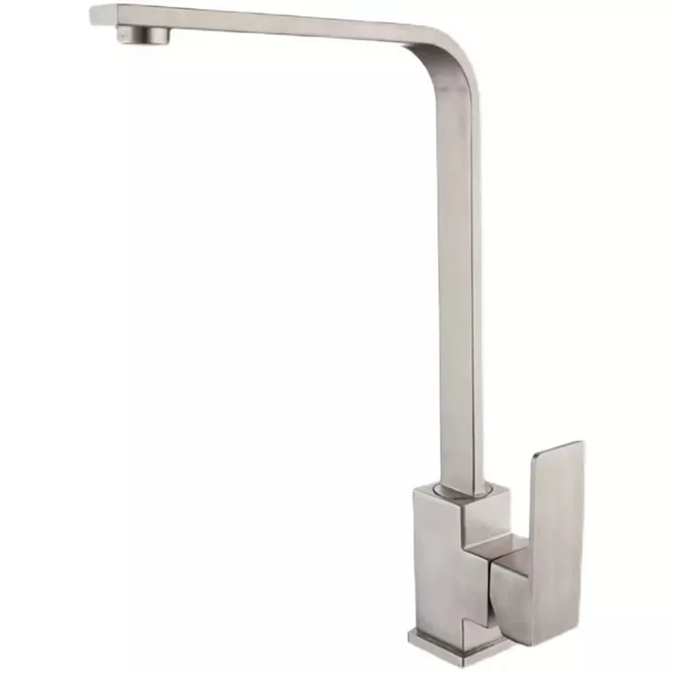 Mawonekedwe asanu ndi awiri a square brushed khitchini yotentha ndi ozizira faucet a