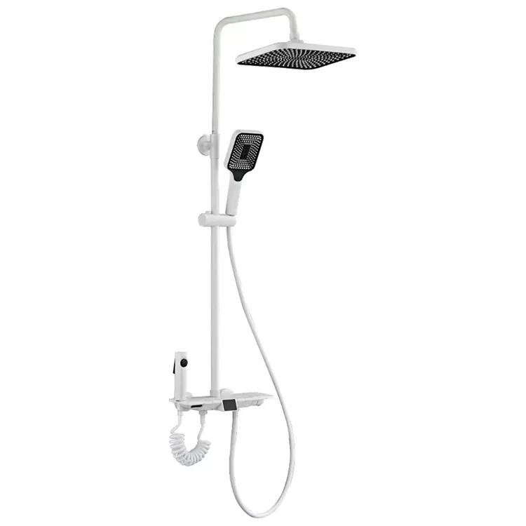 White Thermostatic Digital Display Shower Yokhala Ndi Mfuti Yopopera White Thermostatic Digital Display Shower Yokhala Ndi Mfuti Yopopera